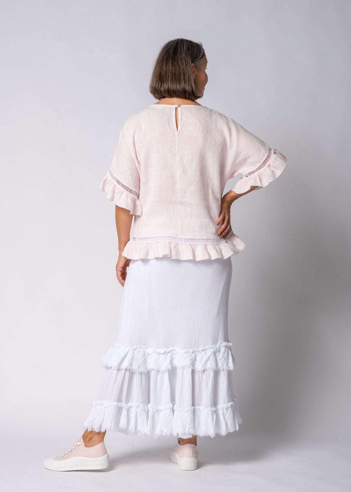Evania Linen Top in Modena Pink