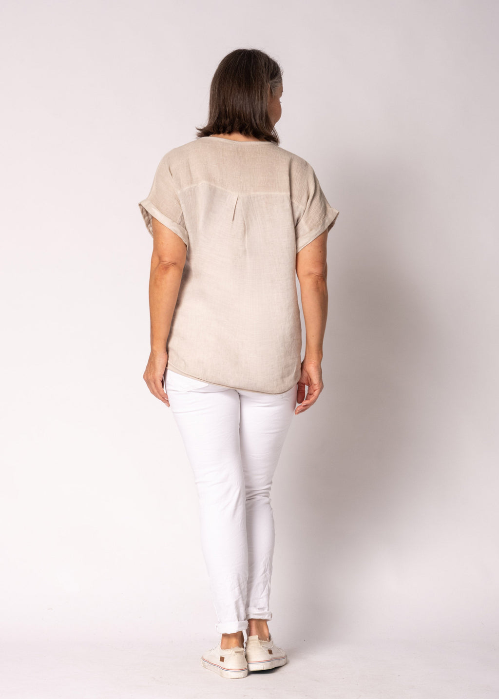 Farrin Linen Top in Antique Beige