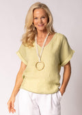Farrin Linen Top in Lily Green