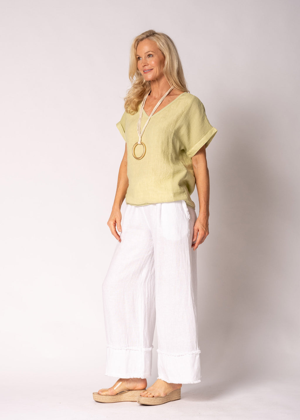 Mirren Linen Pants in White