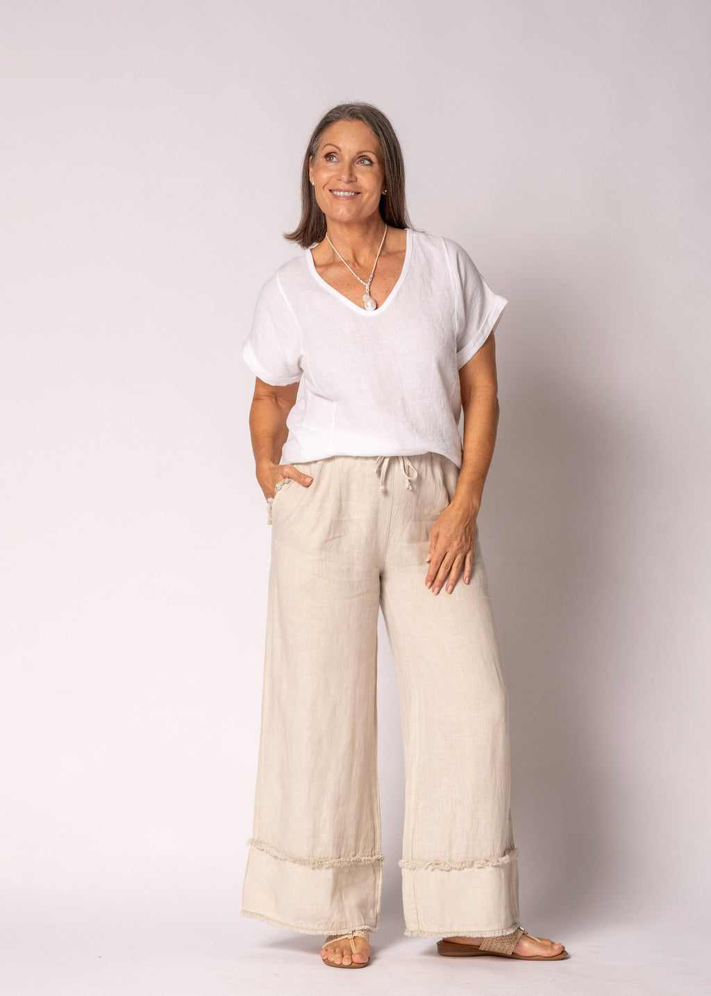 Mirren Linen Pants in Latte