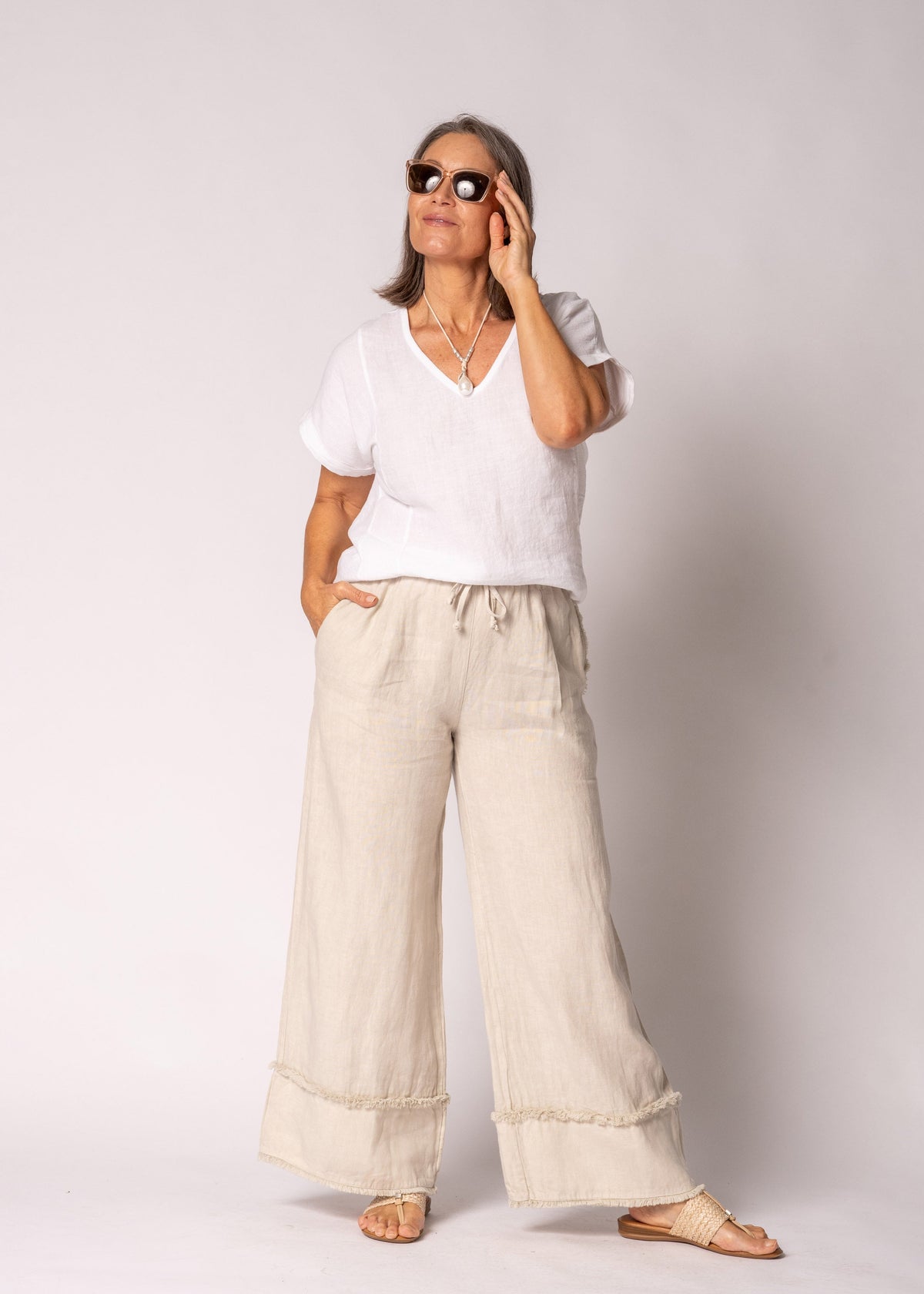 Farrin Linen Top in White