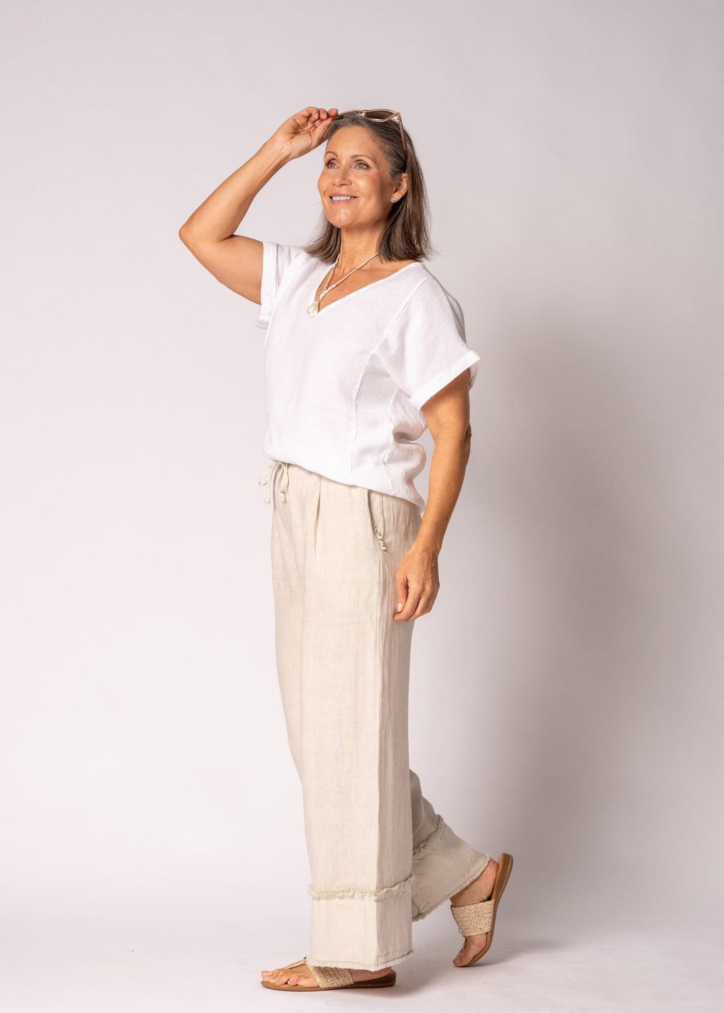 Mirren Linen Pants in Latte