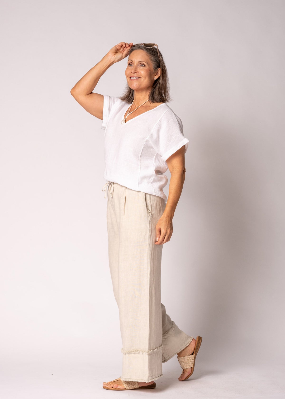 Mirren Linen Pants in Latte