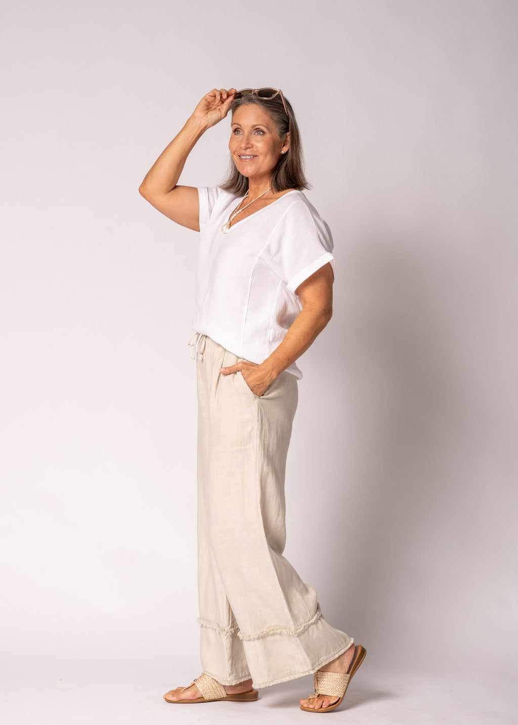 Farrin Linen Top in White