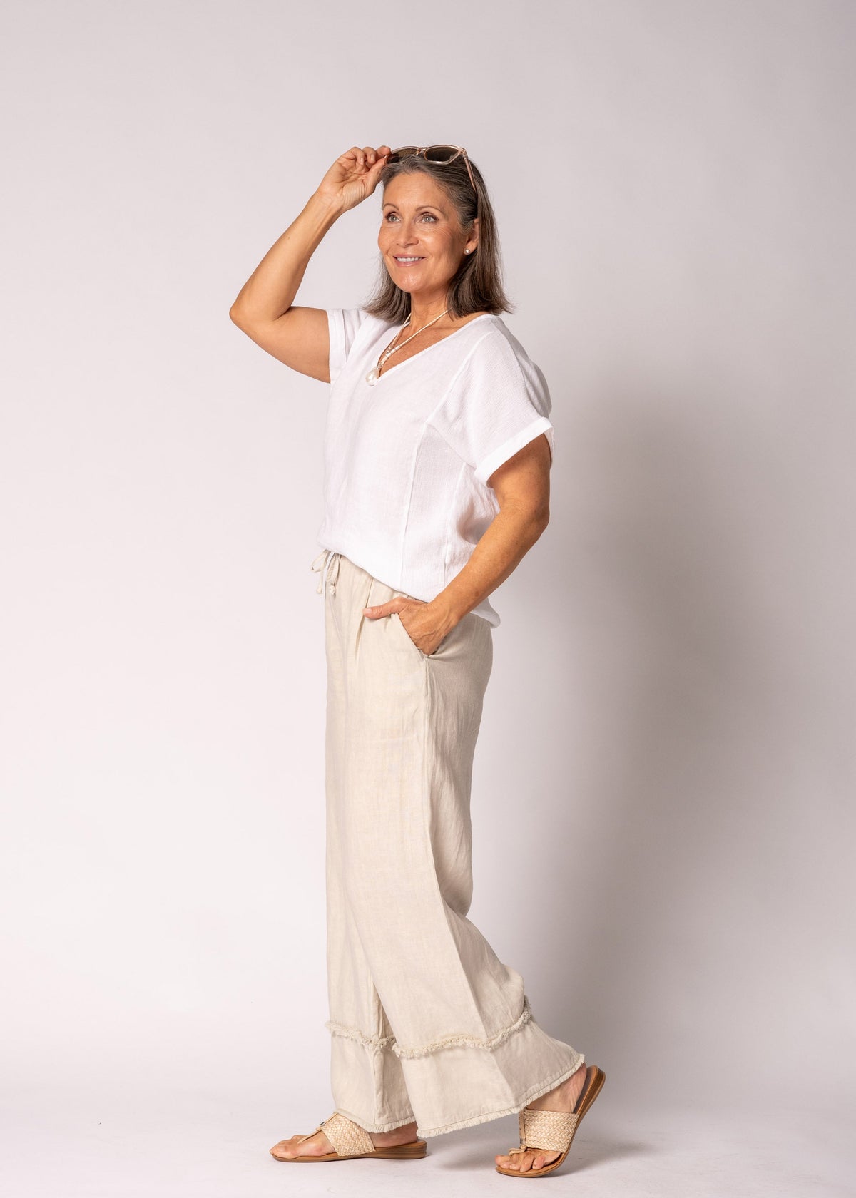 Farrin Linen Top in White