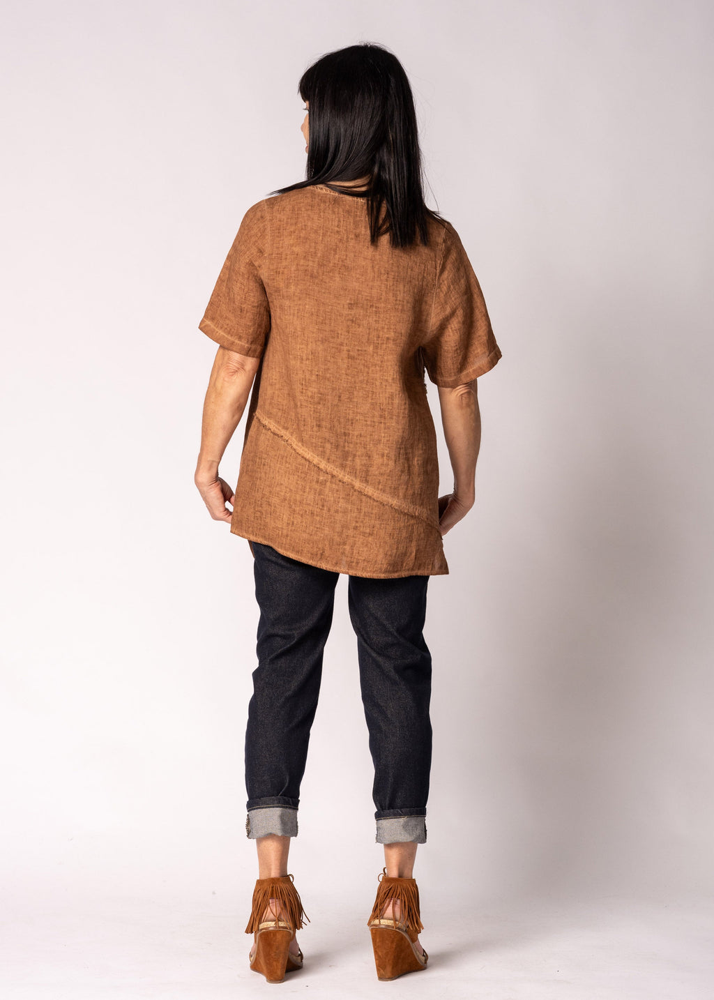Valoria Linen Top in Burnt Toffee