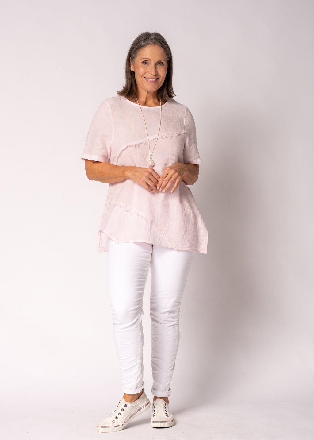 Valoria Linen Top in Modena Pink