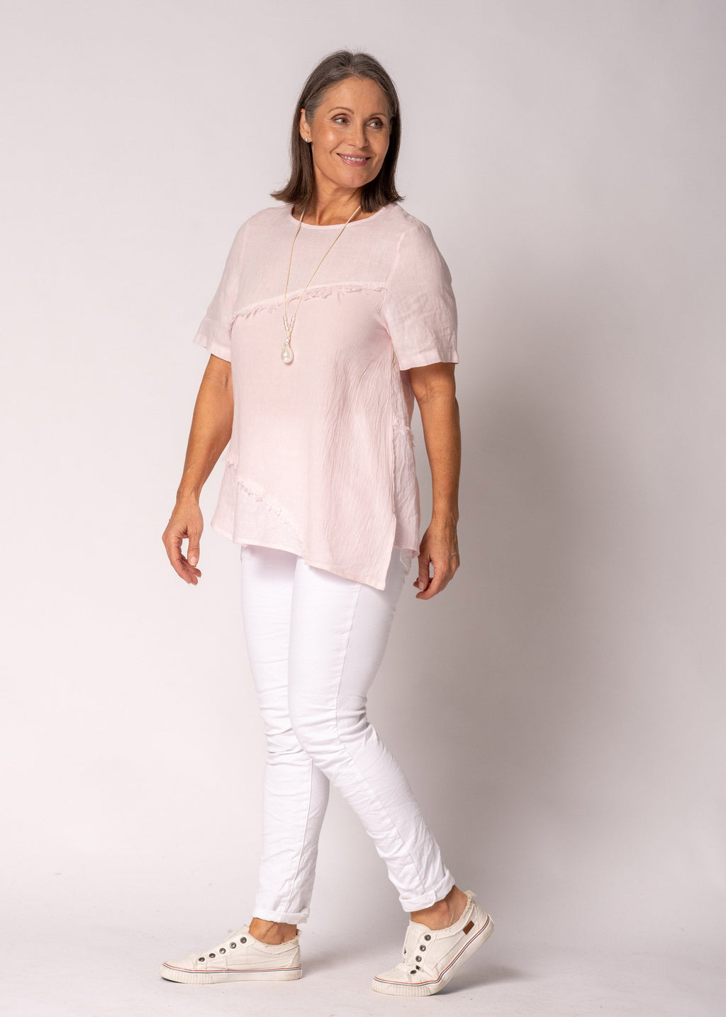 Valoria Linen Top in Modena Pink