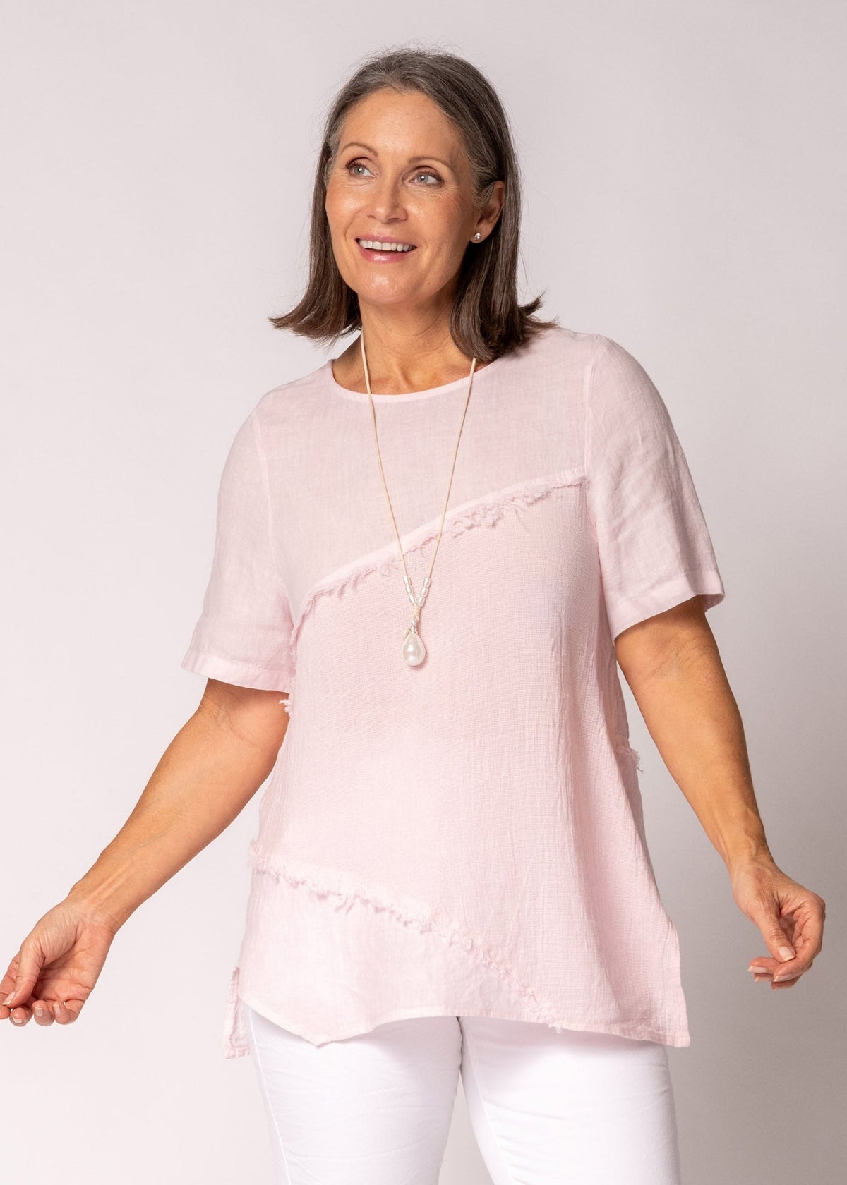 Valoria Linen Top in Modena Pink