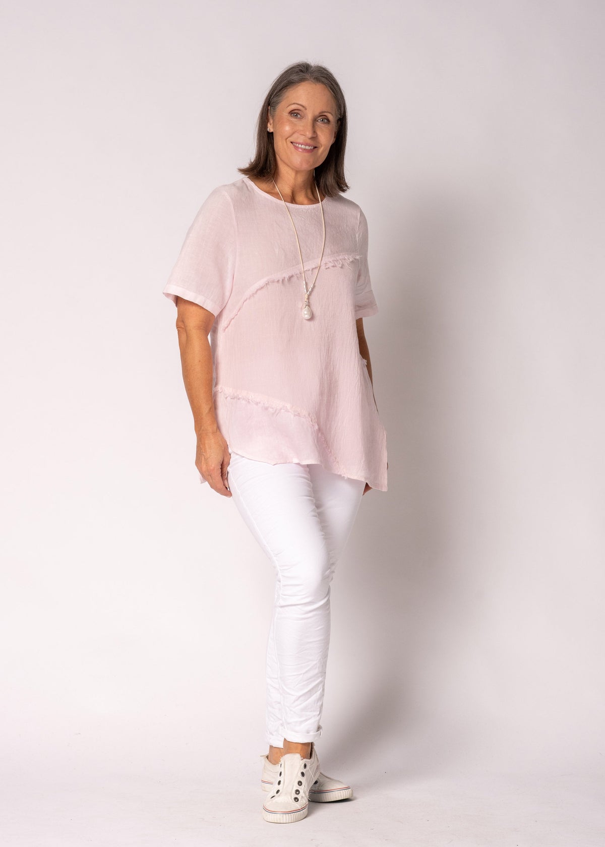 Valoria Linen Top in Modena Pink