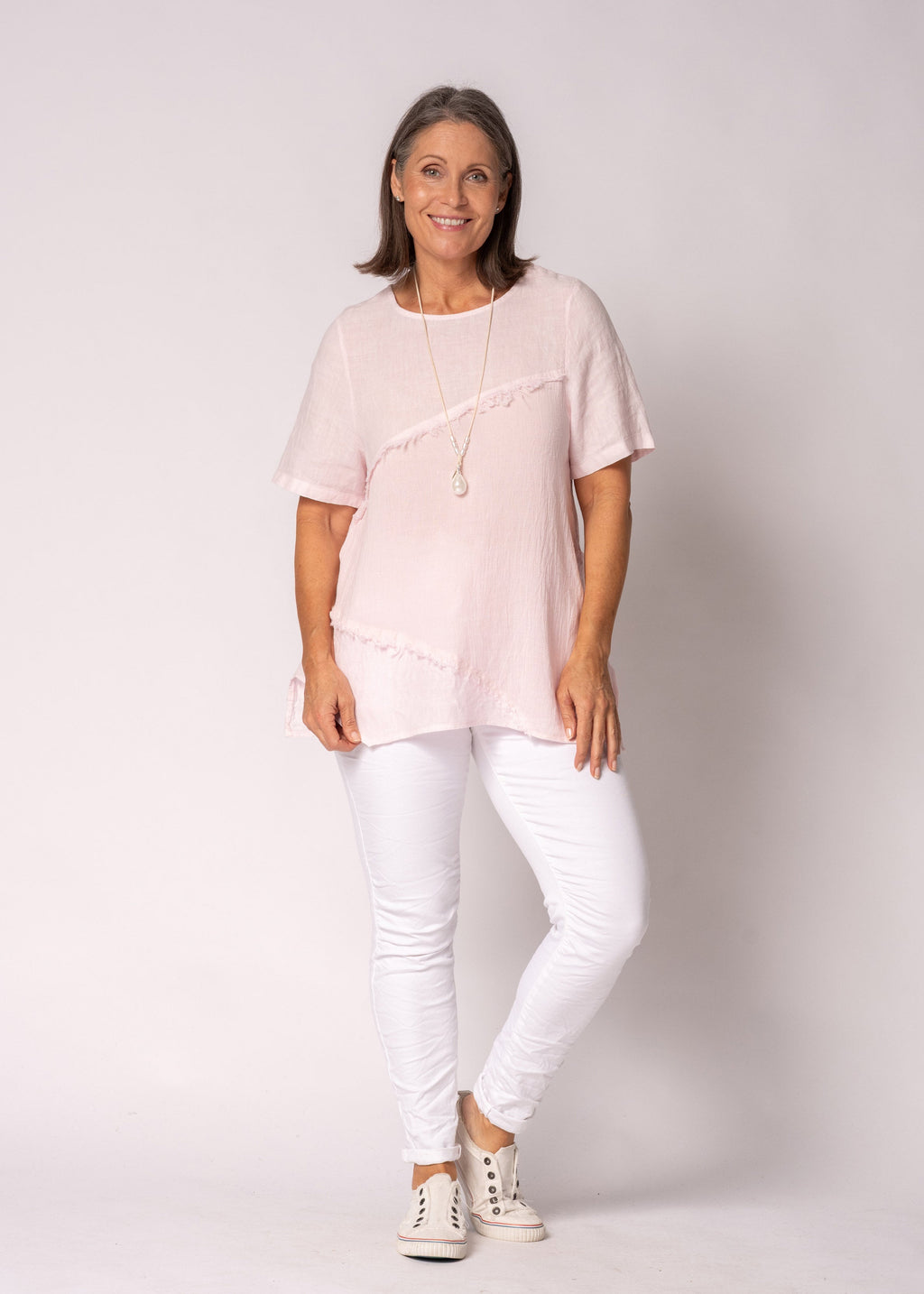 Valoria Linen Top in Modena Pink