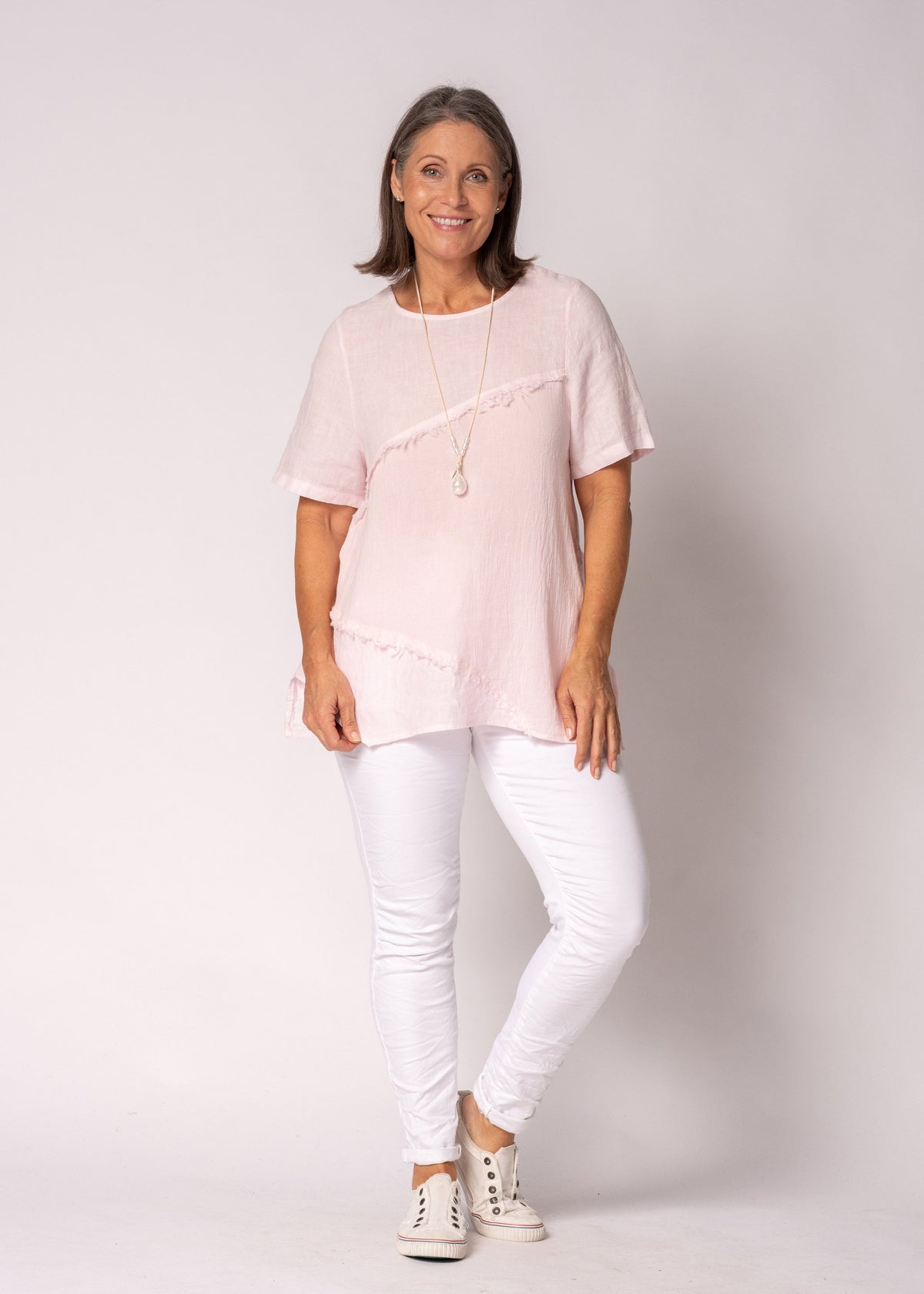 Valoria Linen Top in Modena Pink