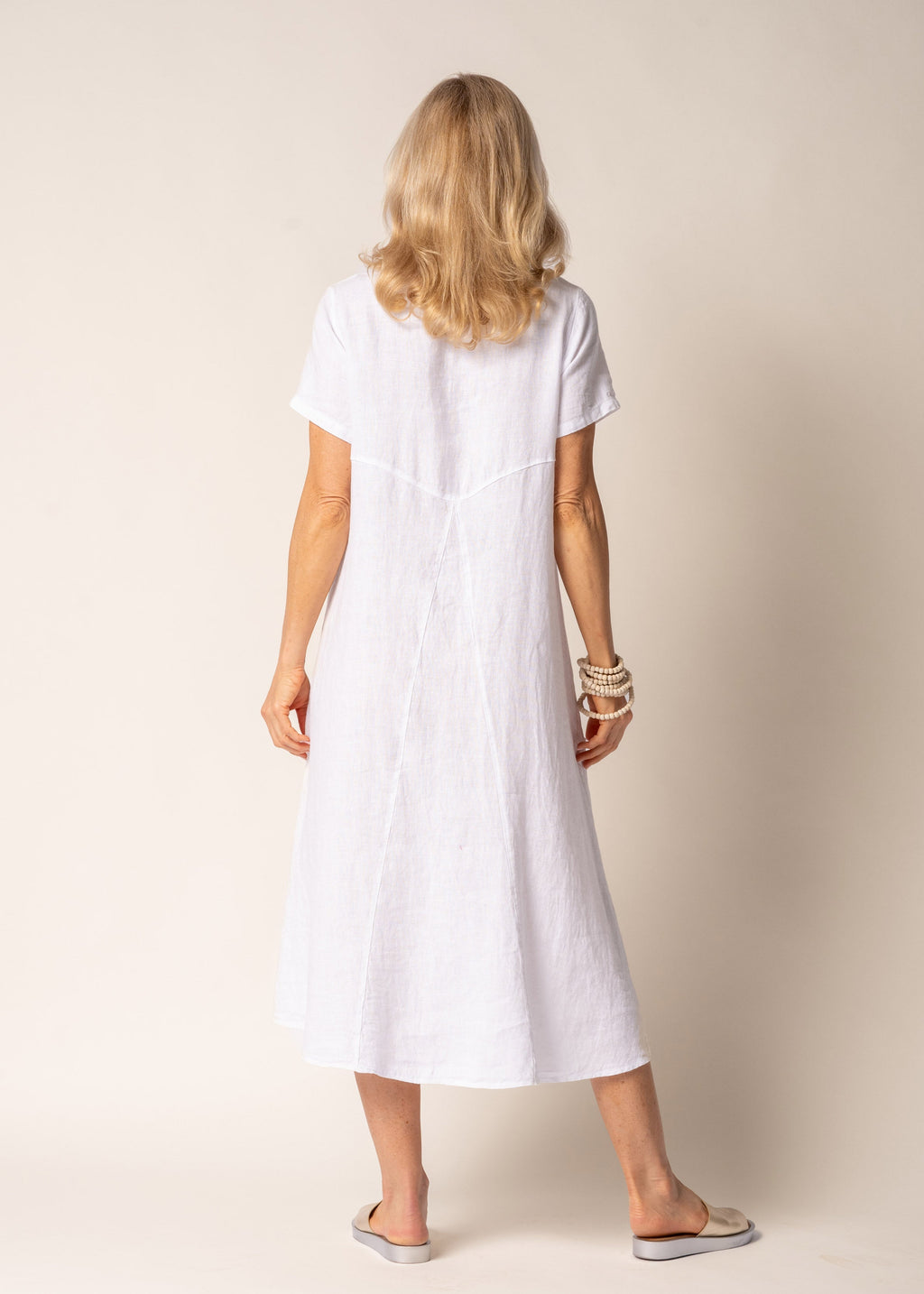 Lada Linen Dress in White