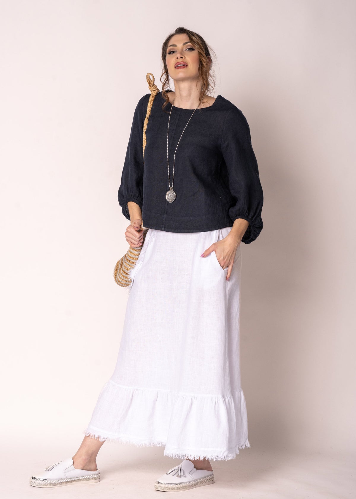 Gessica Linen Skirt in White