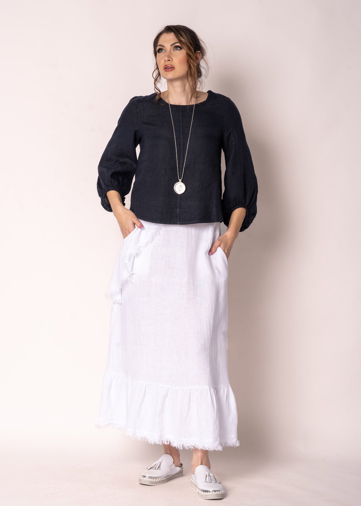 Gessica Linen Skirt in White