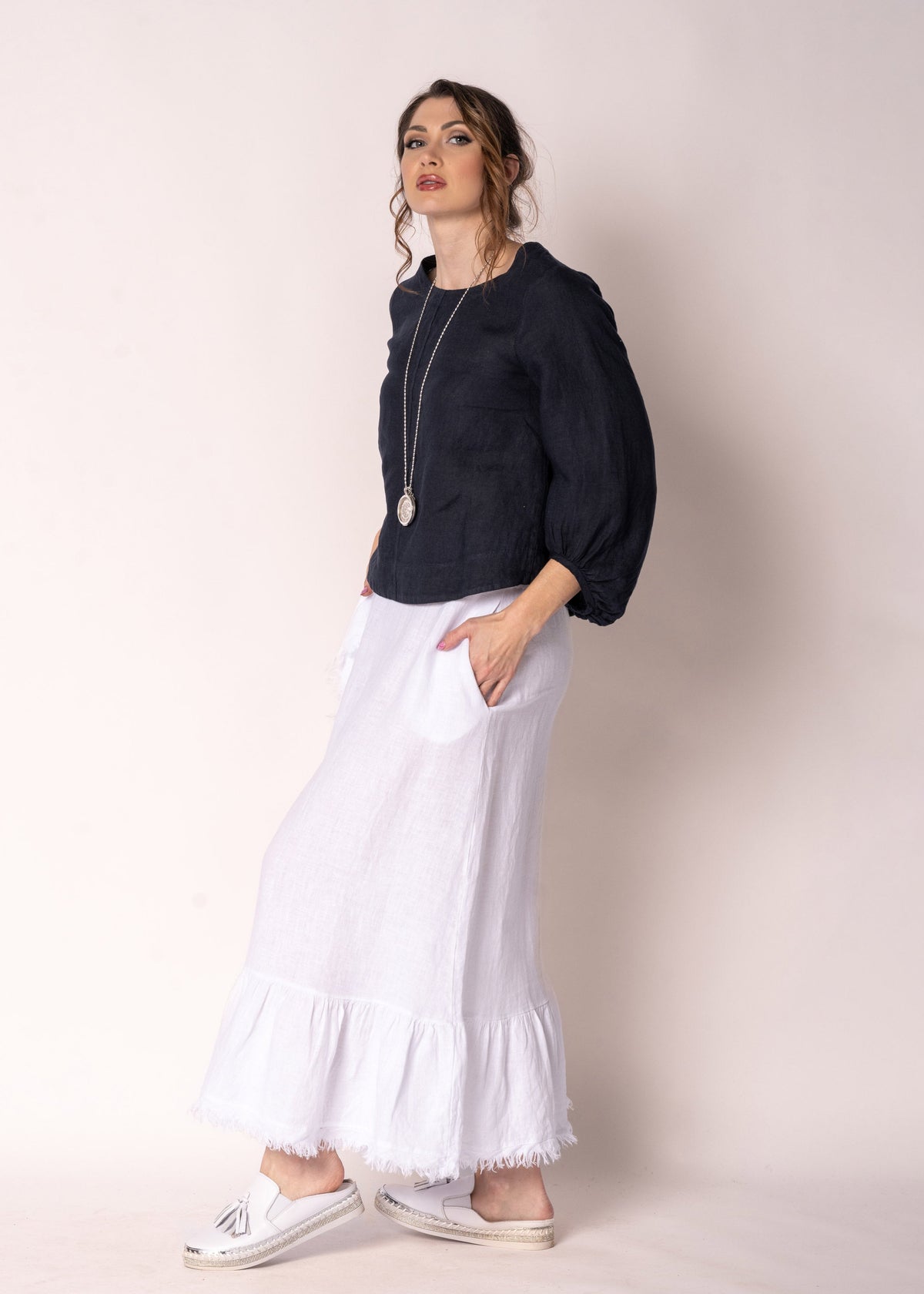 Gessica Linen Skirt in White
