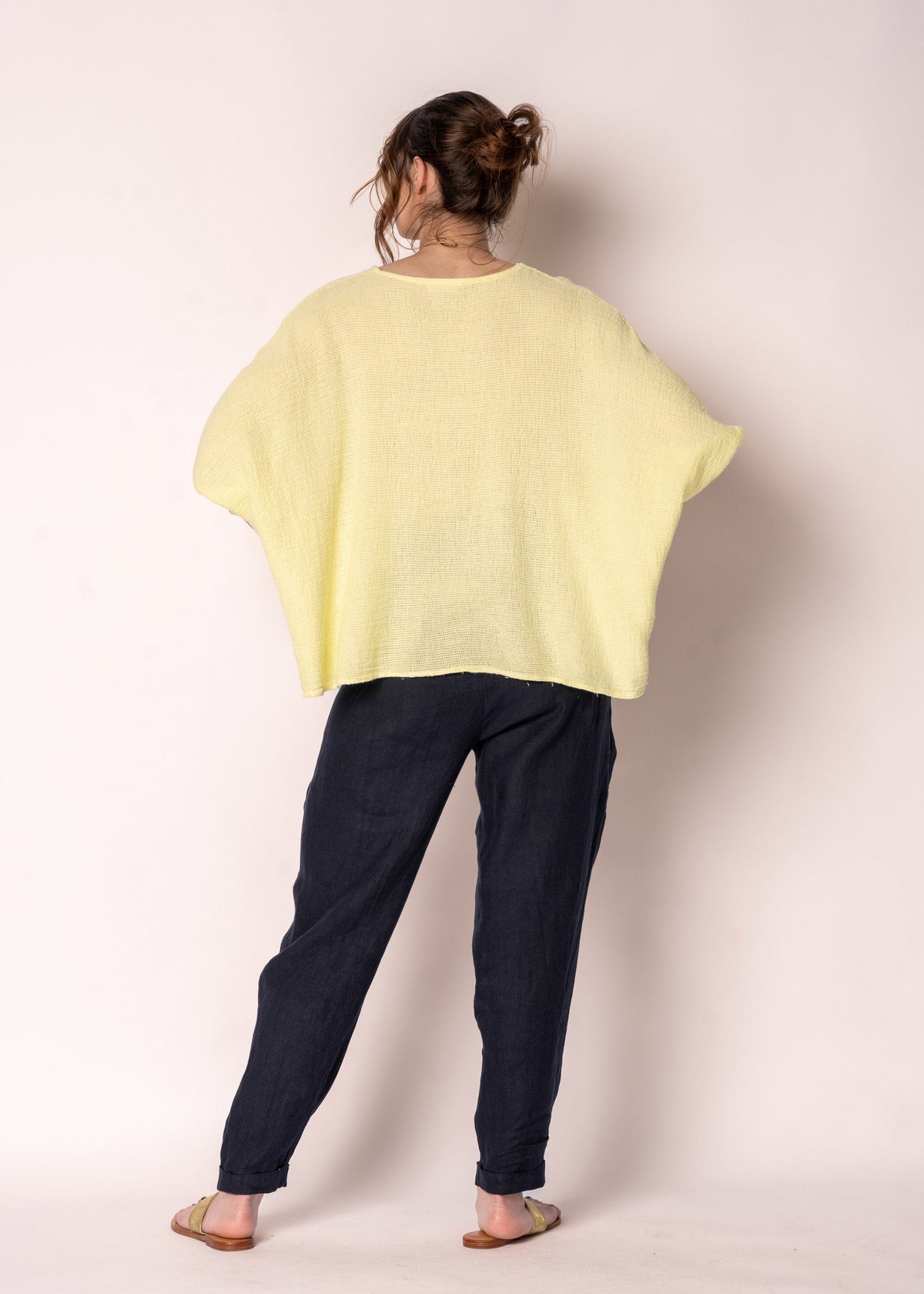 Mallory Linen Top in Lucca Lemon