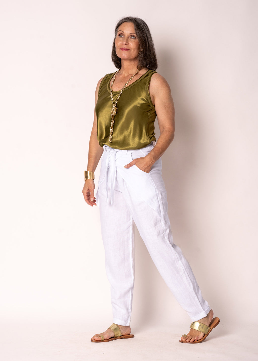 Cosima Linen Pants in White