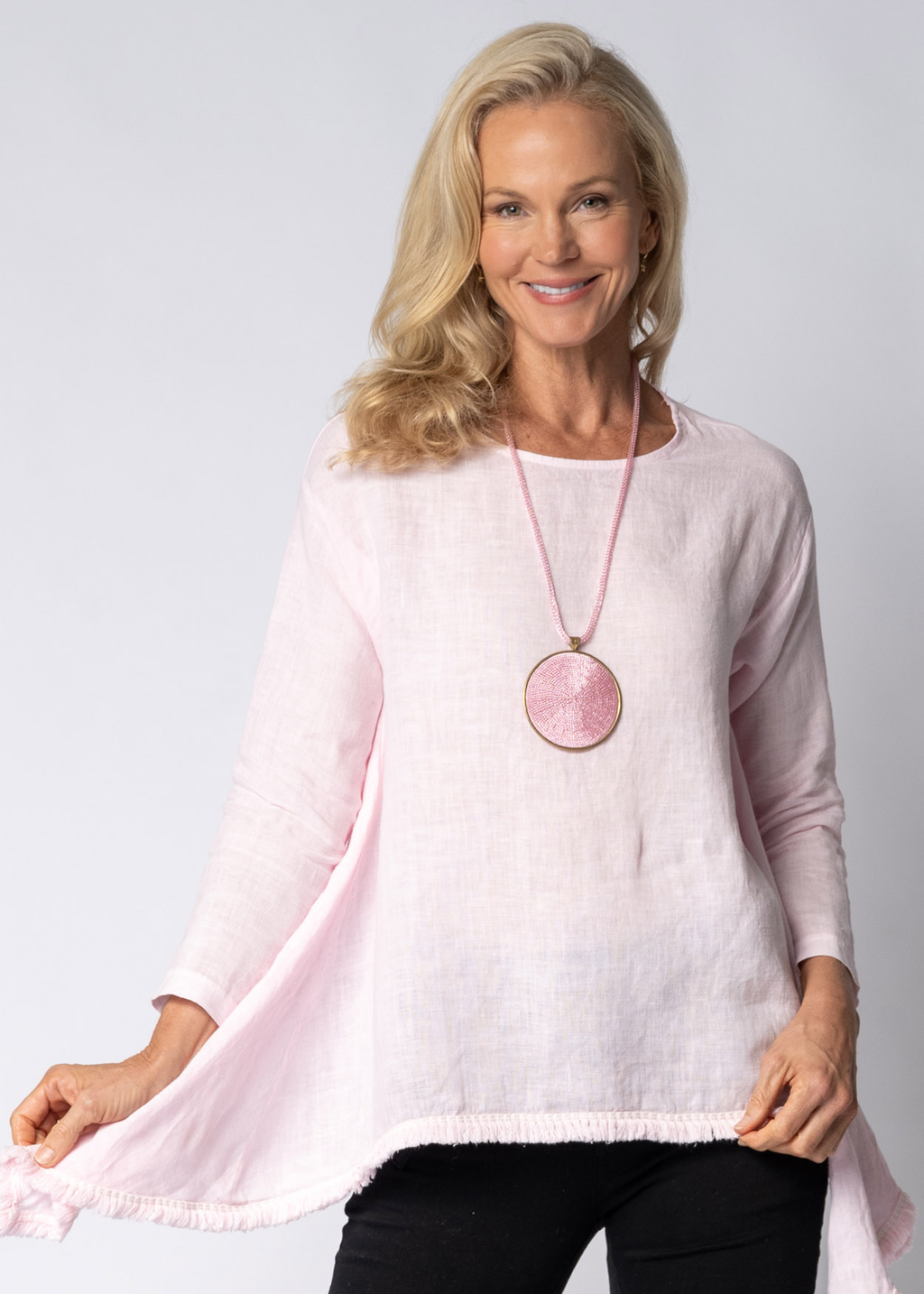 Ellery Linen Top in Modena Pink