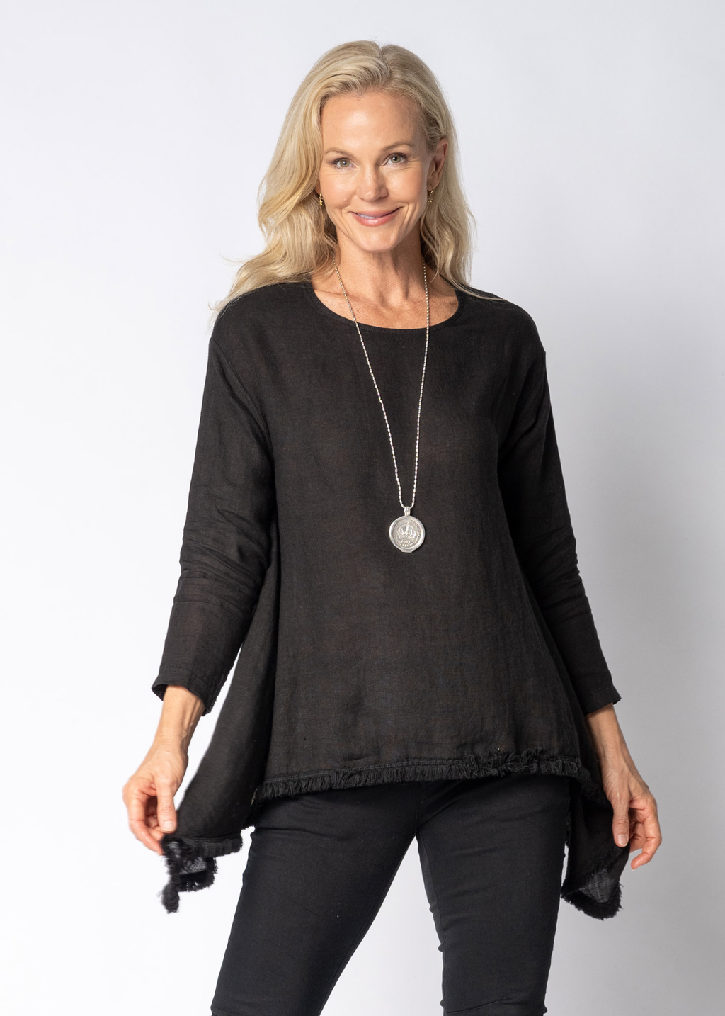 Ellery Linen Top in Onyx