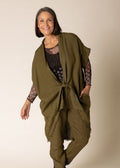 Hayley Linen Jacket in Green Olive