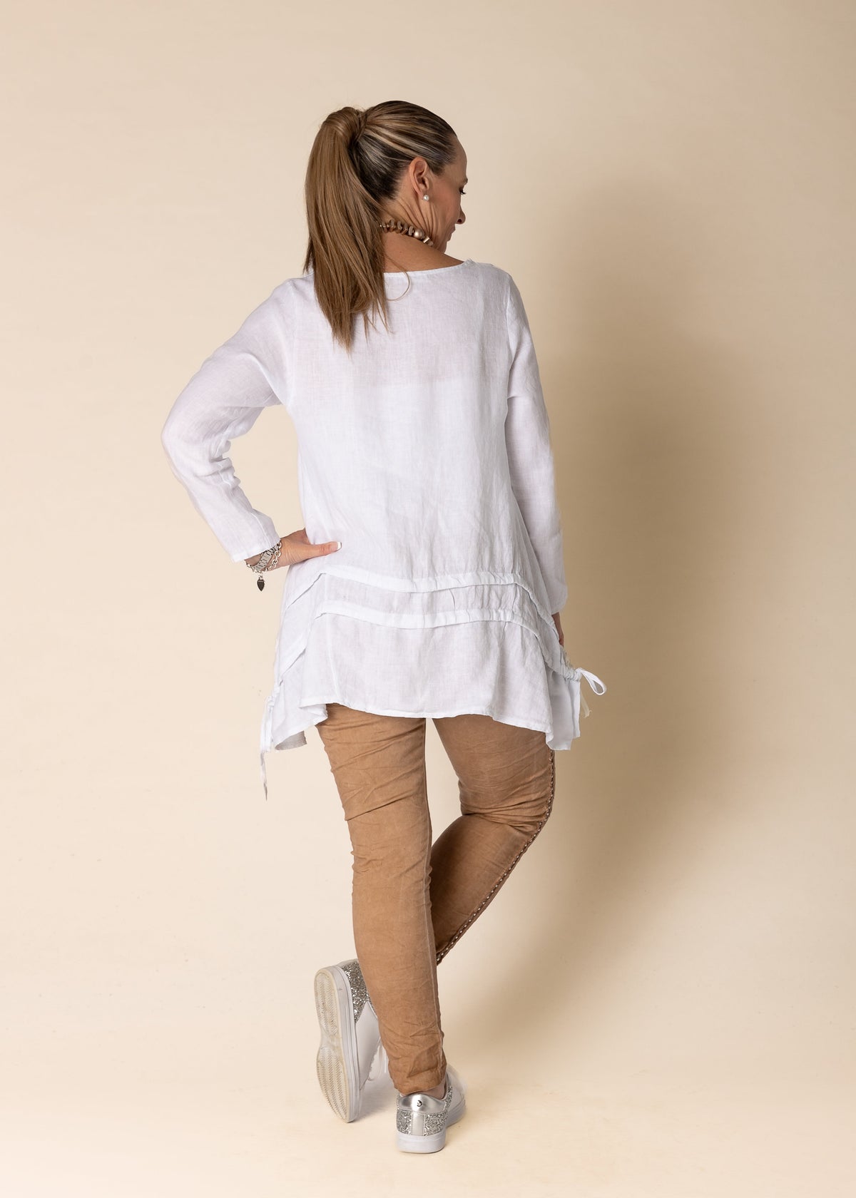 Alexandra Linen Top in White