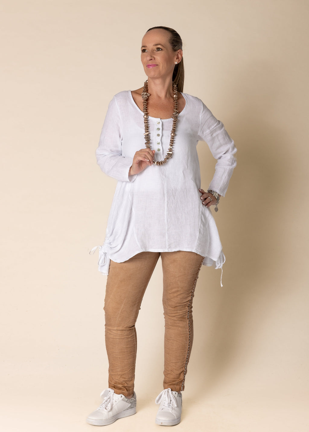Alexandra Linen Top in White