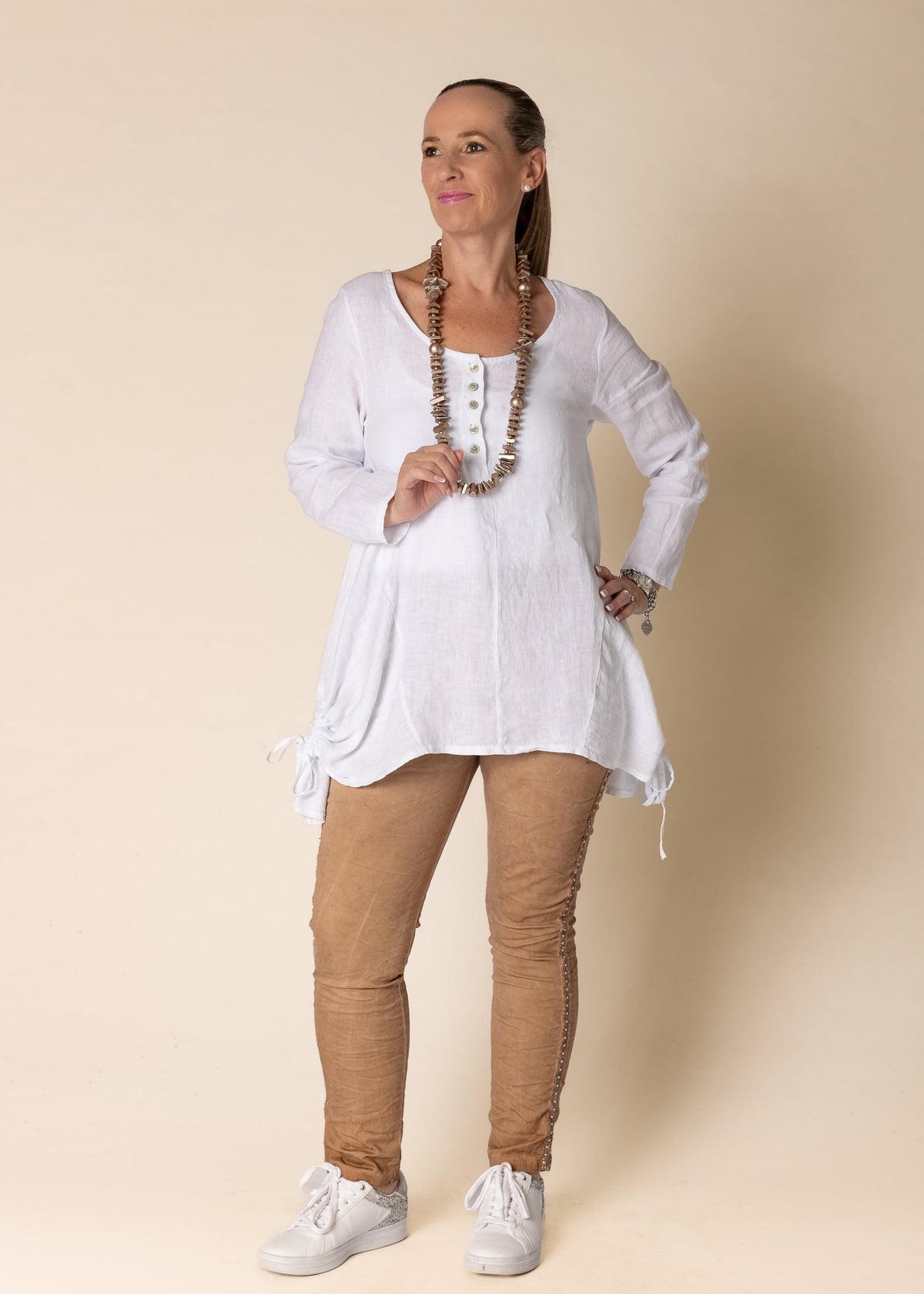 Alexandra Linen Top in White