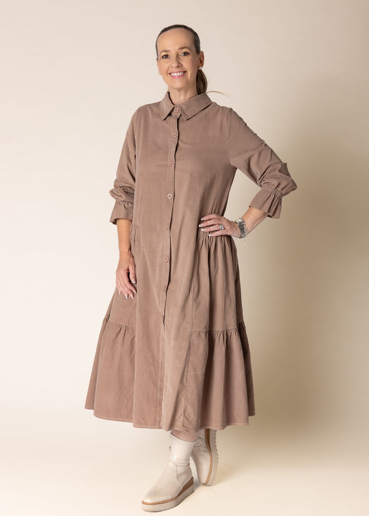 Erin Cotton Dress in Milk Chocolate