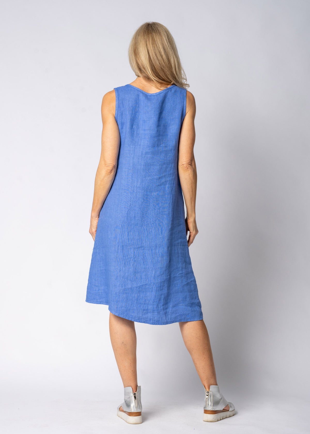Breeza Linen Dress in Positano Blue