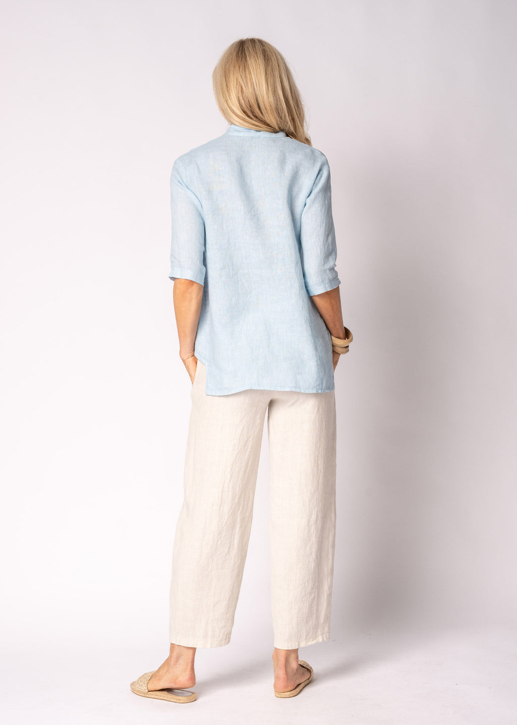 Ilina Linen Top in Baby Blue