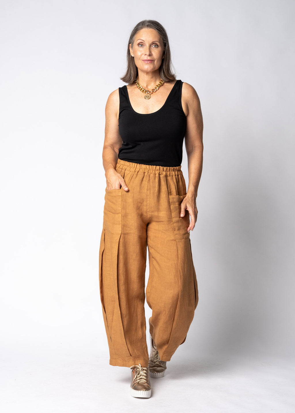 Olenna Linen Pants in Sahara Sand