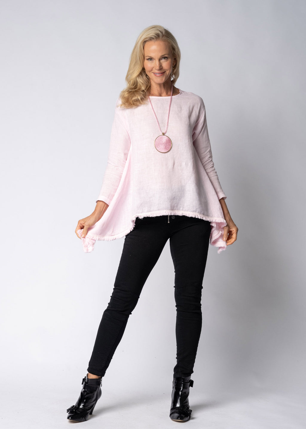 Ellery Linen Top in Modena Pink