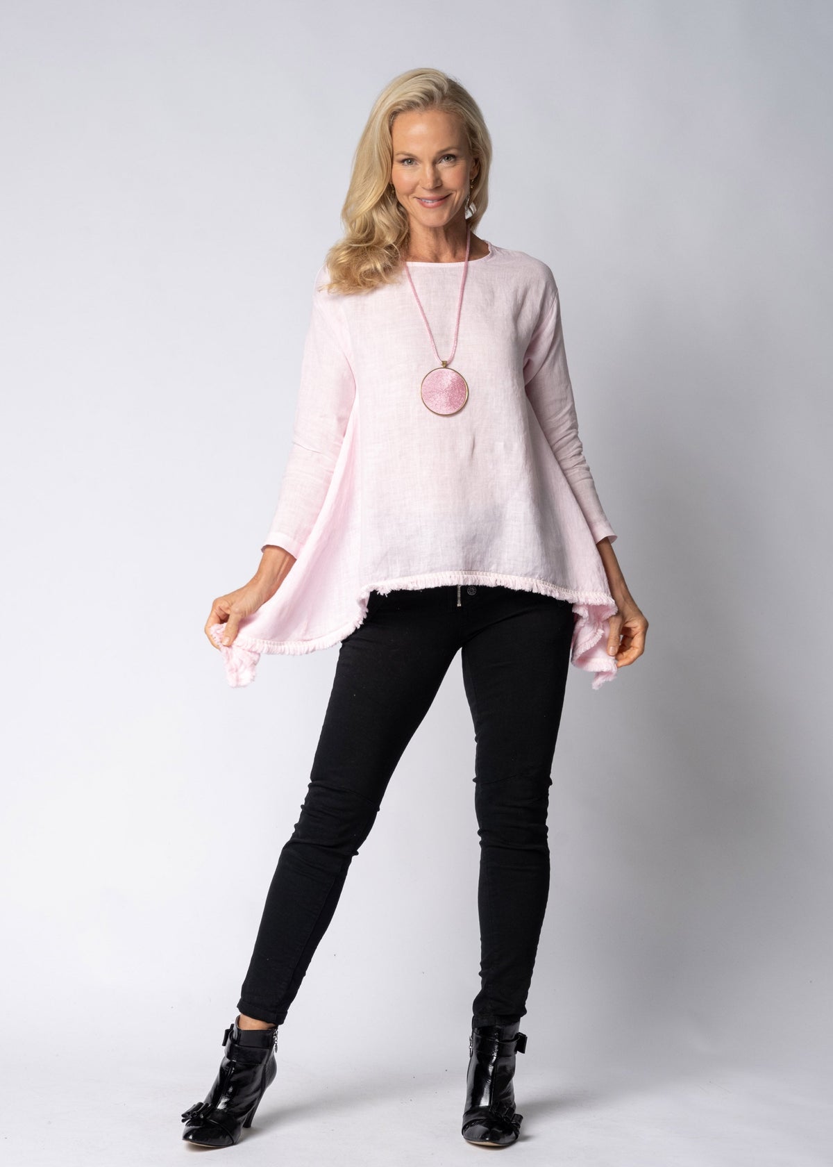 Ellery Linen Top in Modena Pink