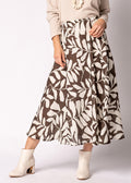 Lela Linen Skirt in Chocolate Truffle Print