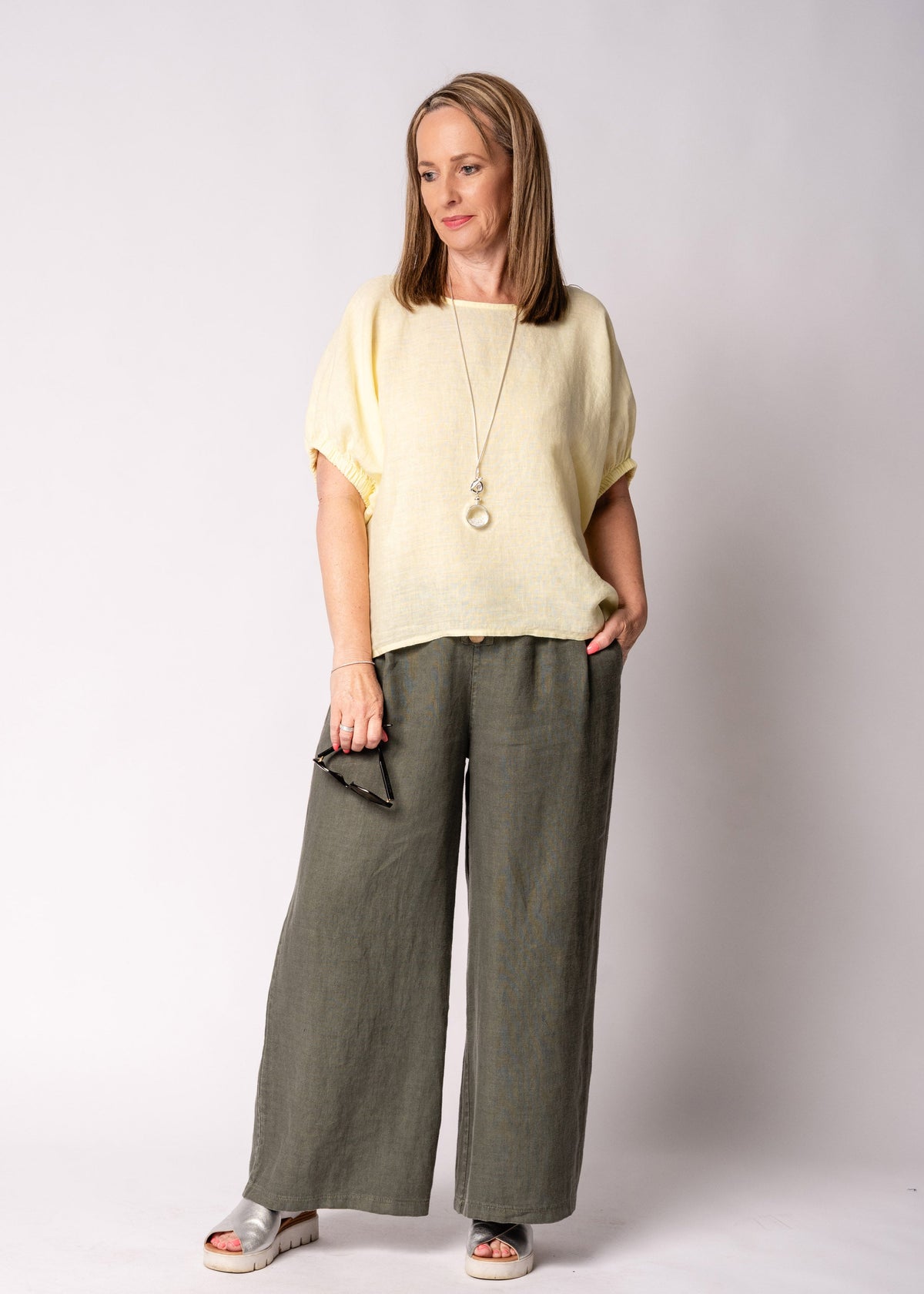 Solene Linen Top in Lucca Lemon