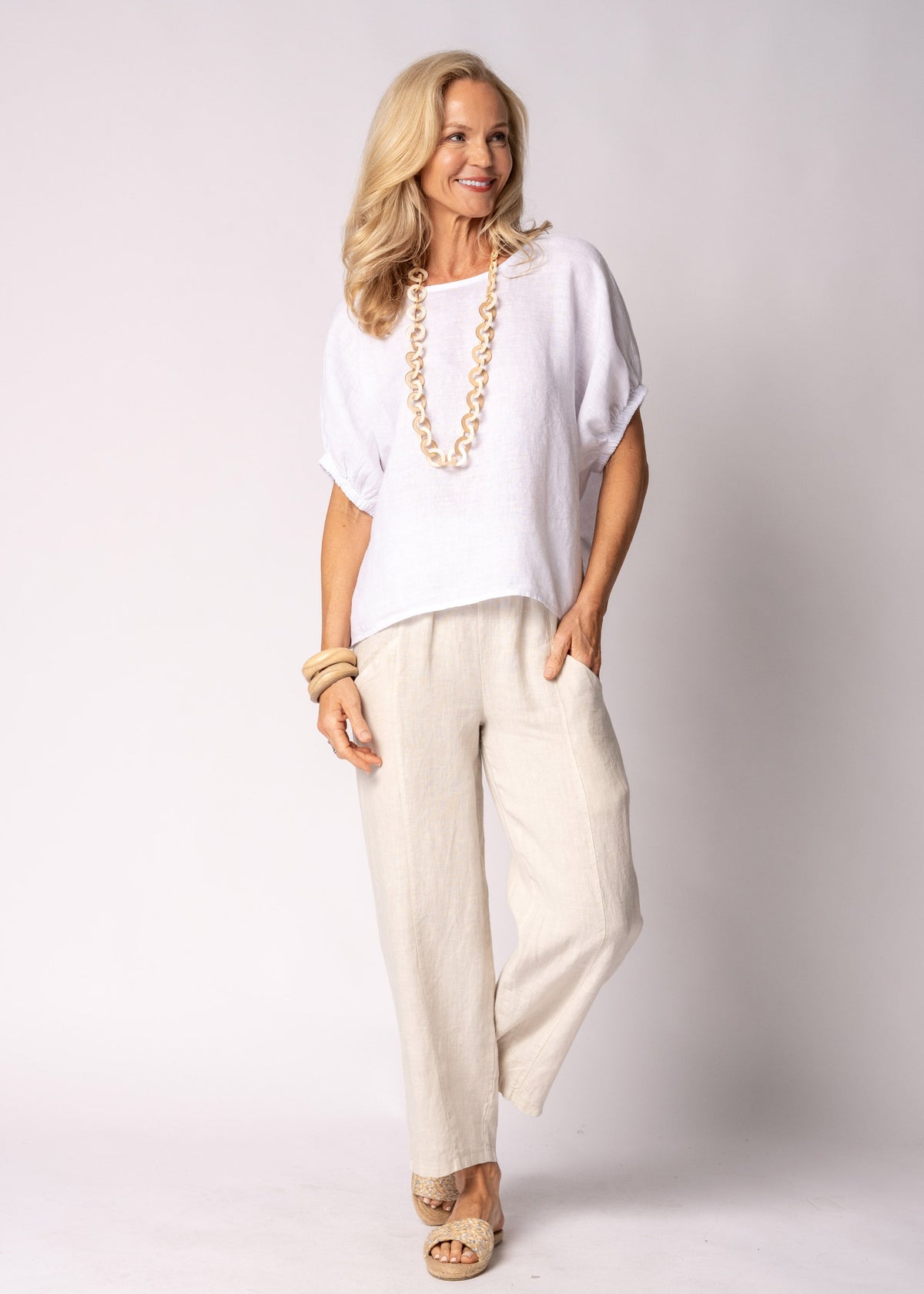 Tari Linen Pants in Latte