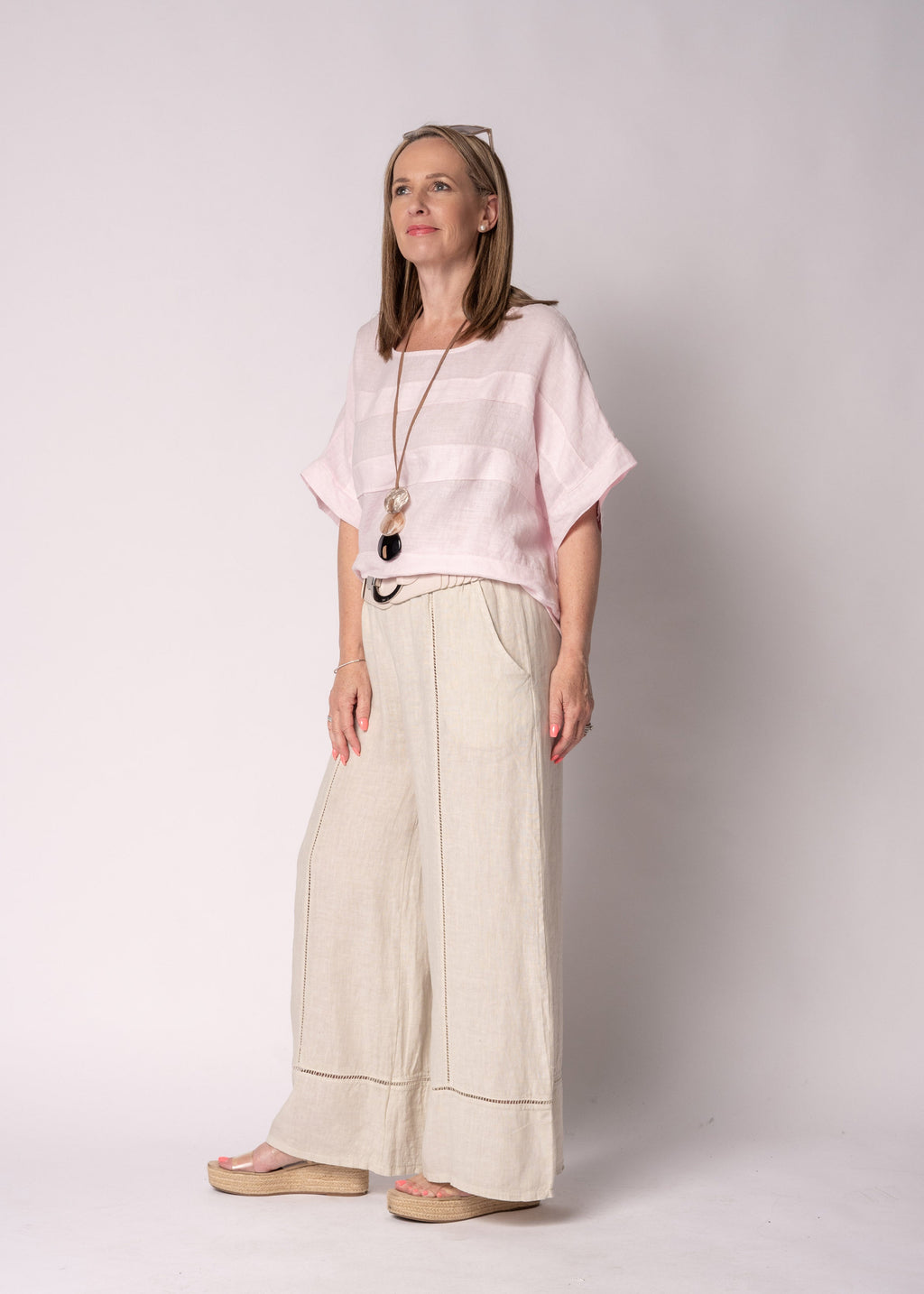 Korra Linen Top in Modena Pink