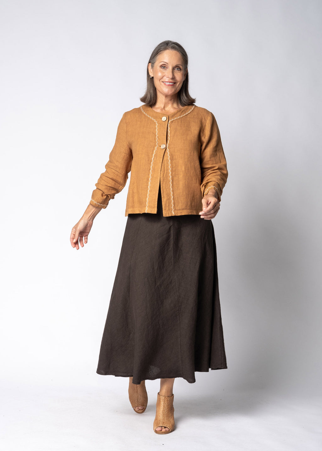 Teresa Linen Jacket in Sahara Sand