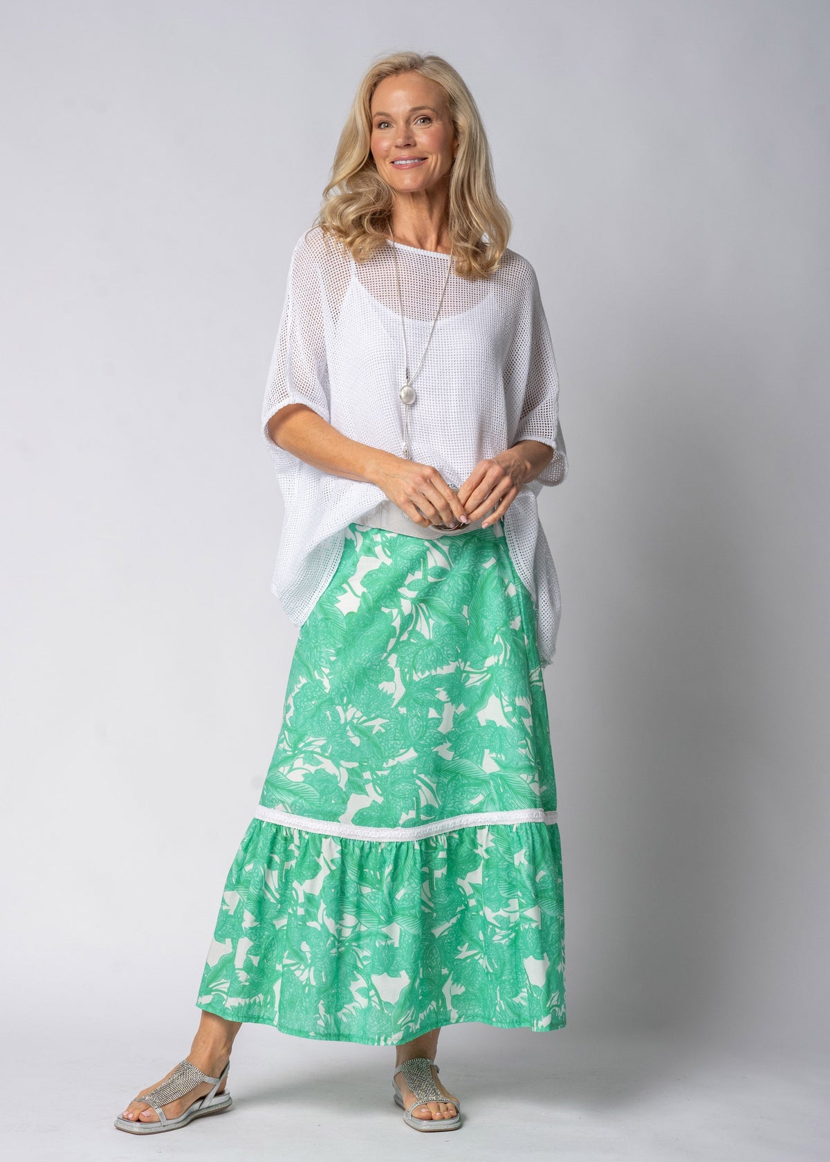 Eska Cotton Skirt in Capri Green