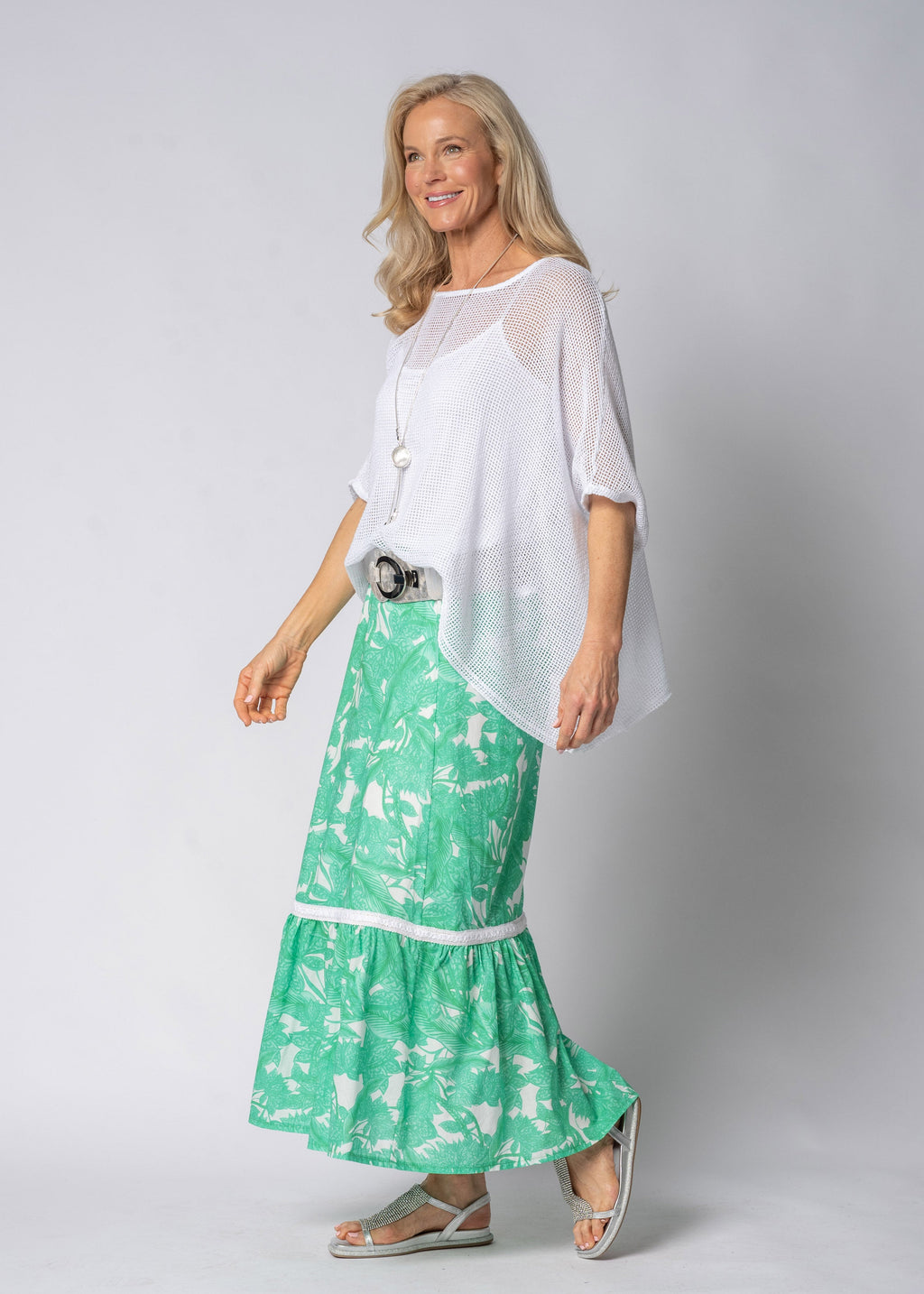 Eska Cotton Skirt in Capri Green