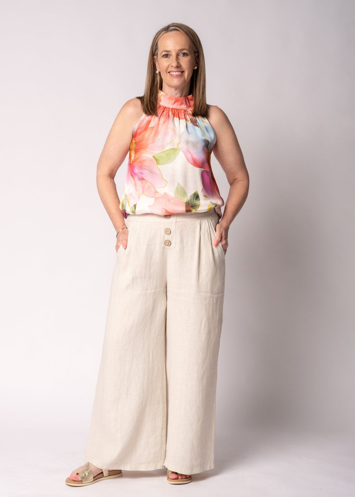 Renata Linen Pants in Latte