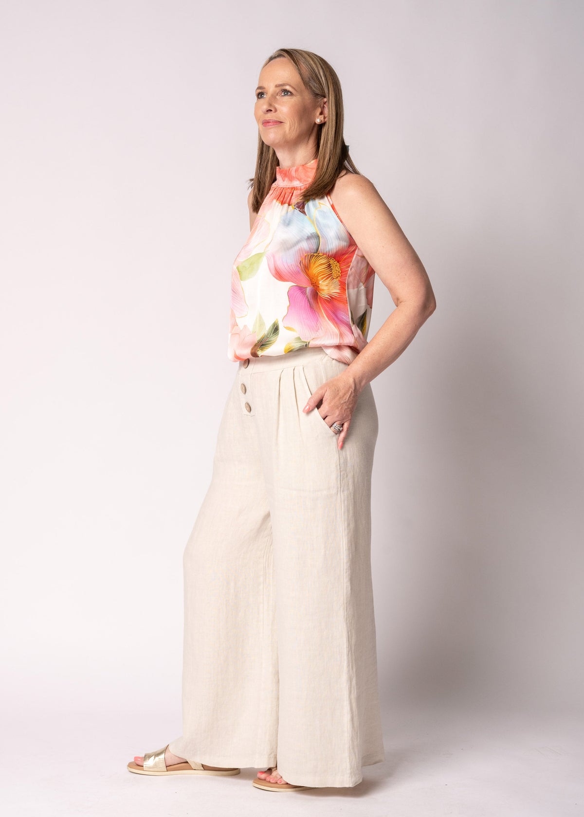 Renata Linen Pants in Latte