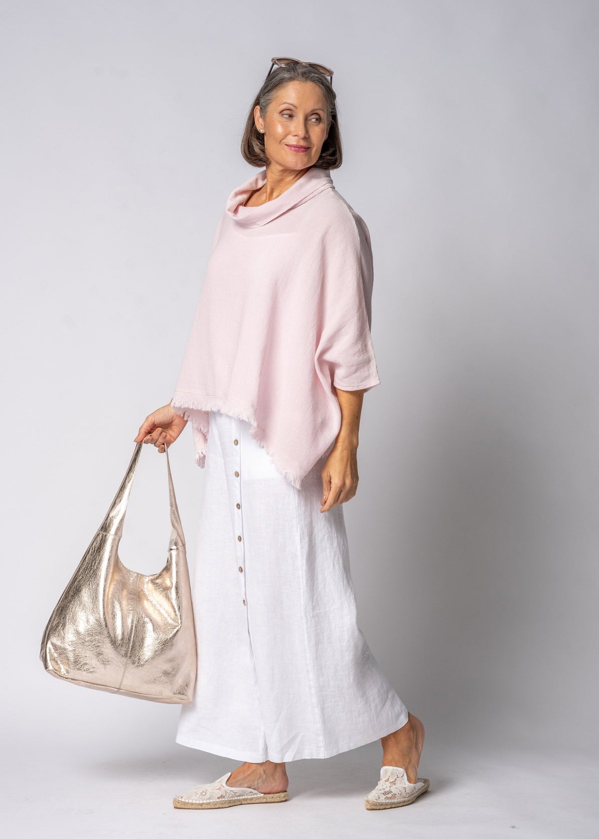 Kiora Linen Top in Modena Pink