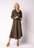Liliana Linen Dress in Moss Green