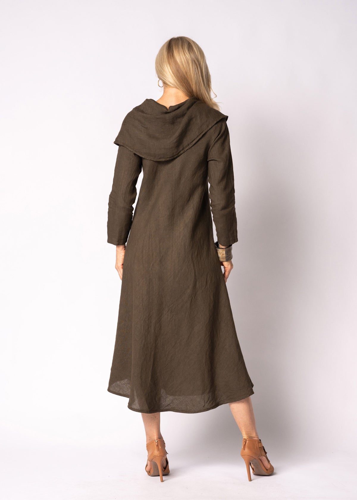 Liliana Linen Dress in Moss Green