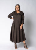 Liliana Linen Dress in Chocolate Truffle
