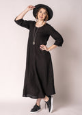 Brontie Linen Dress in Onyx
