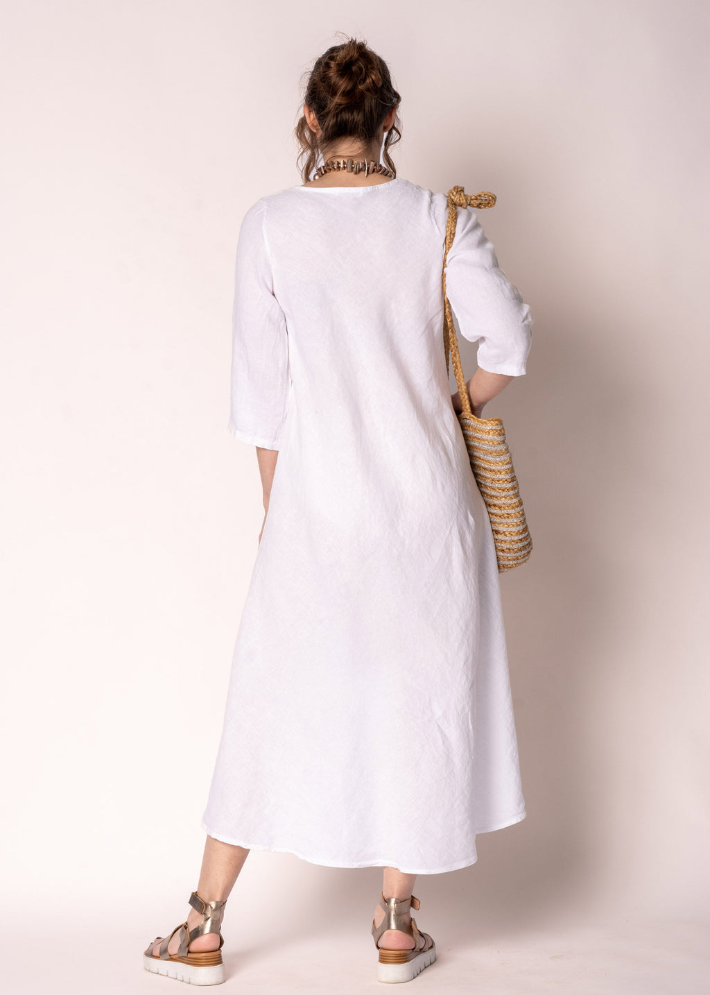 Brontie Linen Dress in White